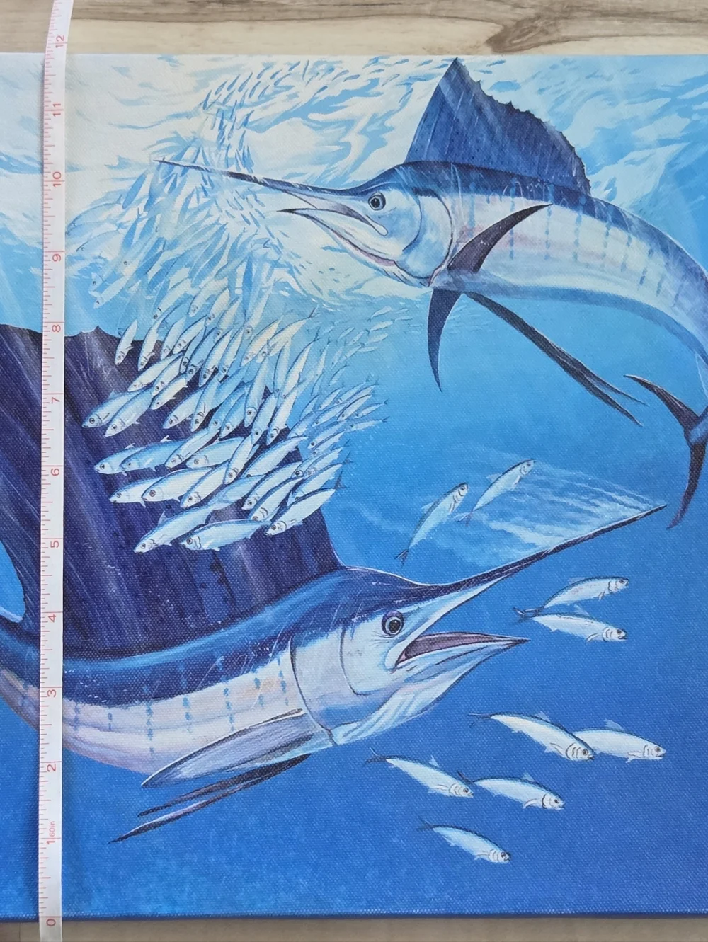 🩷Blue Marlin Swordfish Canvas Art Nautical Coastal Ocean Decor 12×12